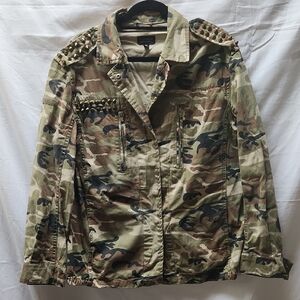 Topshop Camouflage Studded Utility Jacket, Size US 8
